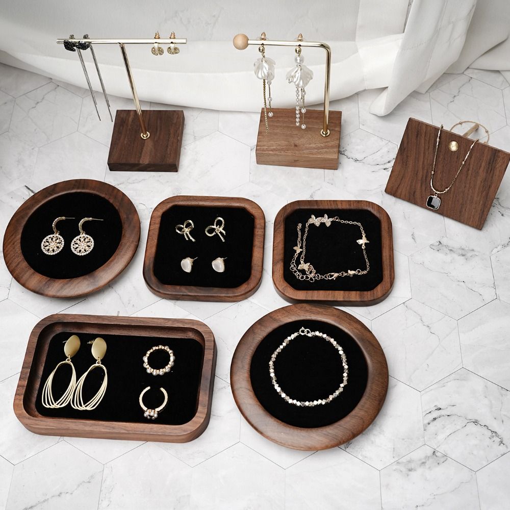 Jewelry Making Organizer - Simple Geometry Wood Rings Tray Exquisite