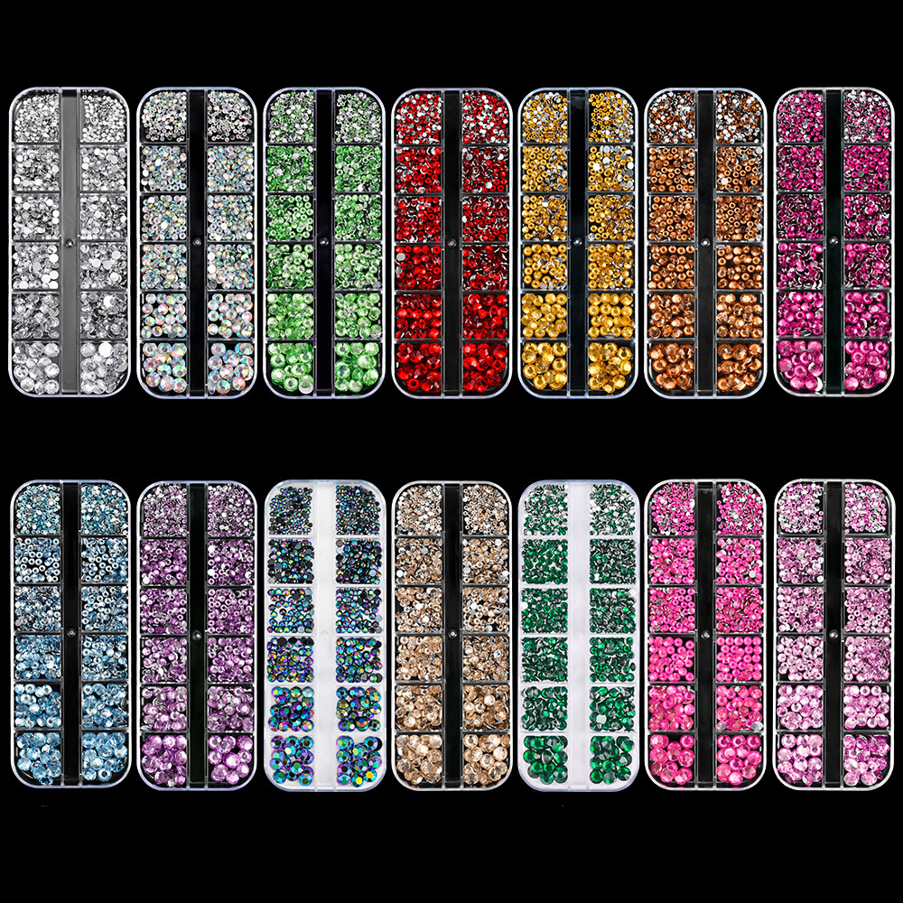 Crystal Bead Mix - 12Grid Mix size Luxury Resin Crystal