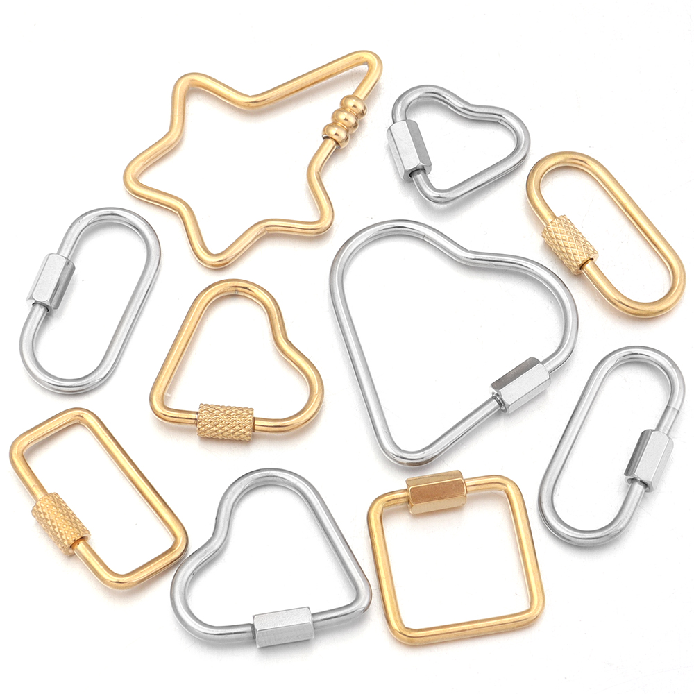 Jewelry Making Essentials - 2pcs Gold Stainless Steel Heart Screw
