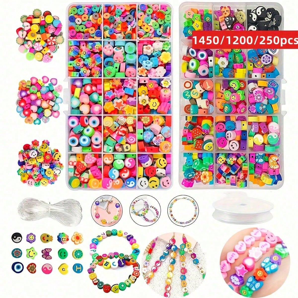 Jewelry Making Thread - 1450/1200/250pcs Polymer Clay Beads Set, Box,