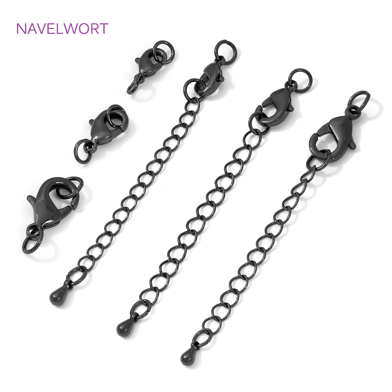 Jewelry Making Essentials - Black Color Brass Lobster Clasp&Extender Chain,Clasp