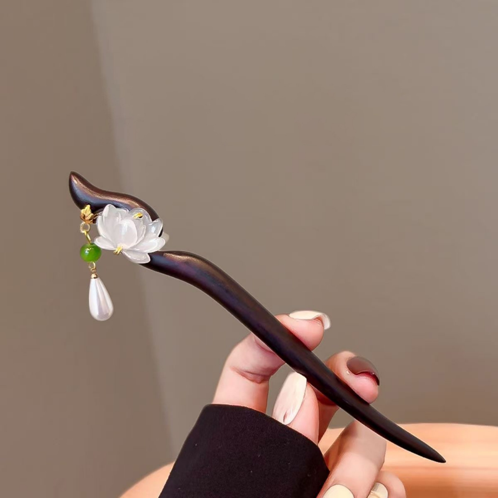 1PC Elegant Lotus Wood Hair St - Jewelry Making For Adults 评论和价格