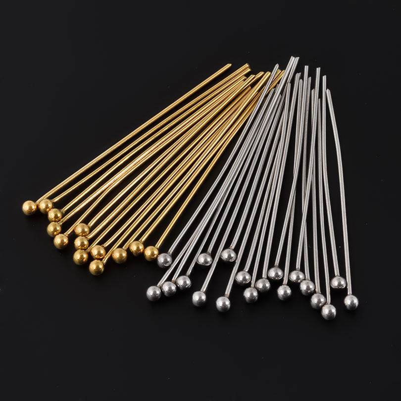 50pcs/Lot 18K Gold Plated Ball - Jewelry Making Eye Pins 评论和价格
