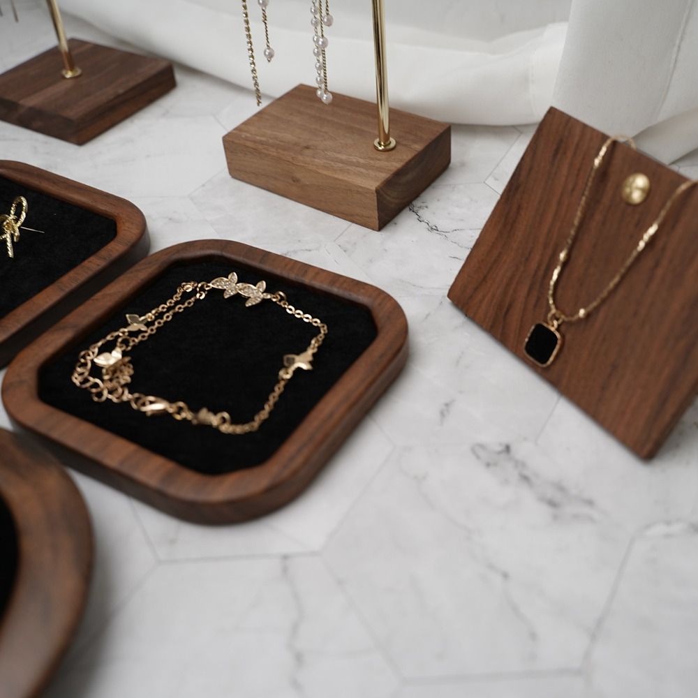Simple Geometry Wood Rings Tra - Jewelry Making Organizer 评论和价格