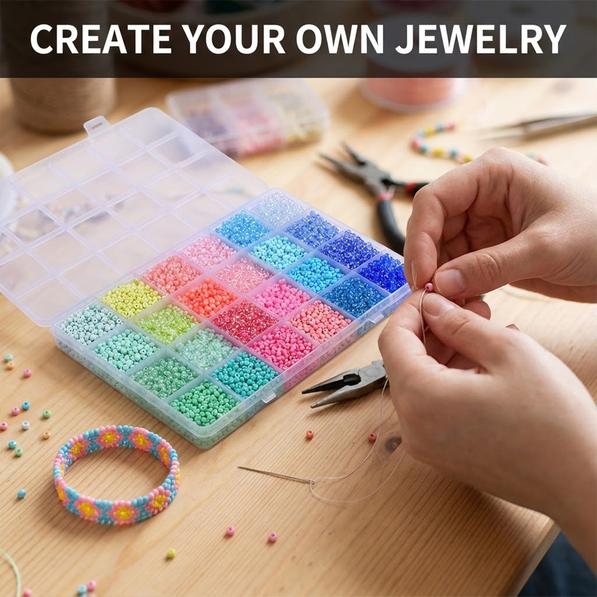 5200pcs 3mm Glass Seed Beads K - Jewelry Making Organizer 评论和价格