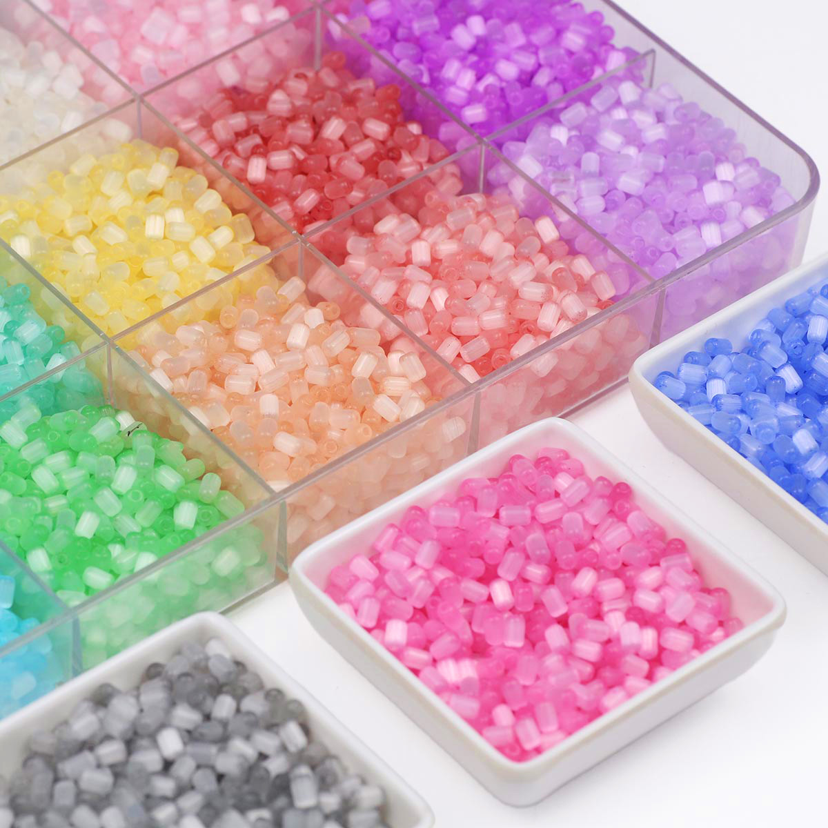 4x6mm Brushed Glass Drum Beads - Seed Bead Tube 评论和价格