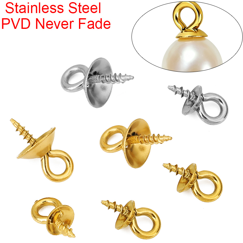 20pcs Stainless Steel Pearl Pe - Jewelry Making Eye Pins 评论和价格