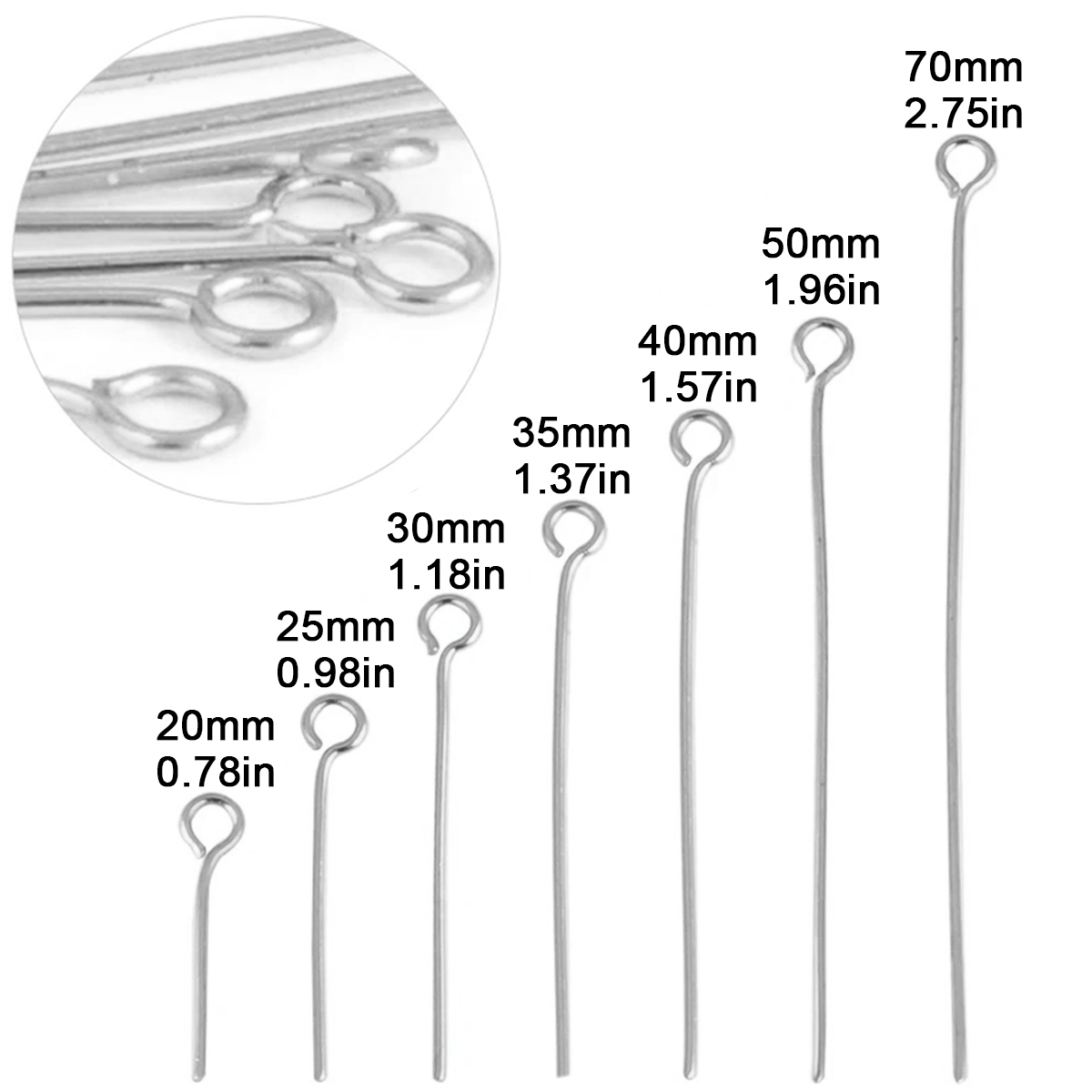 100Pcs/Lot Stainless Steel Eye - Jewelry Making Eye Pins 评论和价格