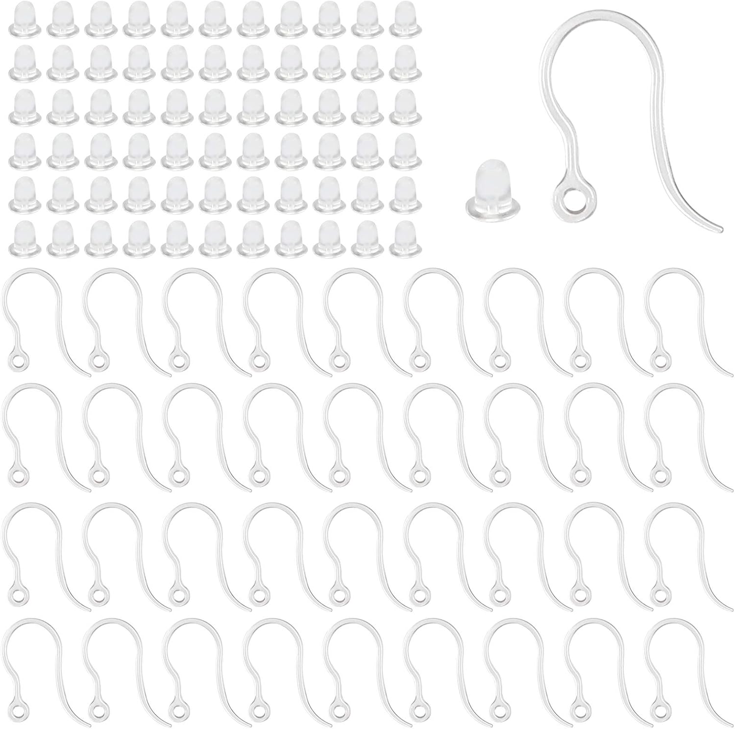 40pcs Clear Plastic Earring Ho - Jewelry Making Essentials 评论和价格