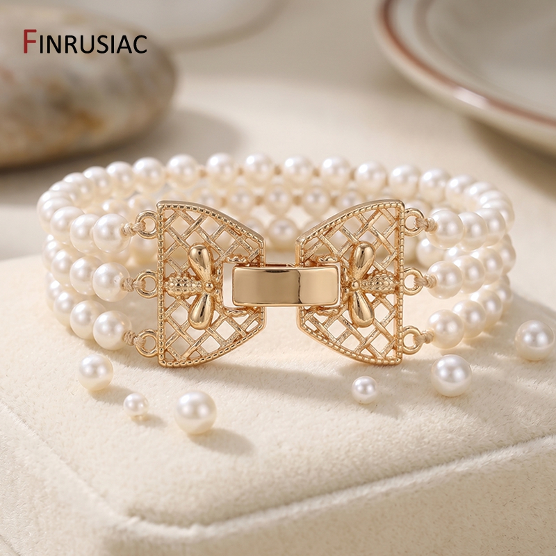 14K Gold Plated Brass 3-Row Pe - Jewelry Making Essentials 评论和价格
