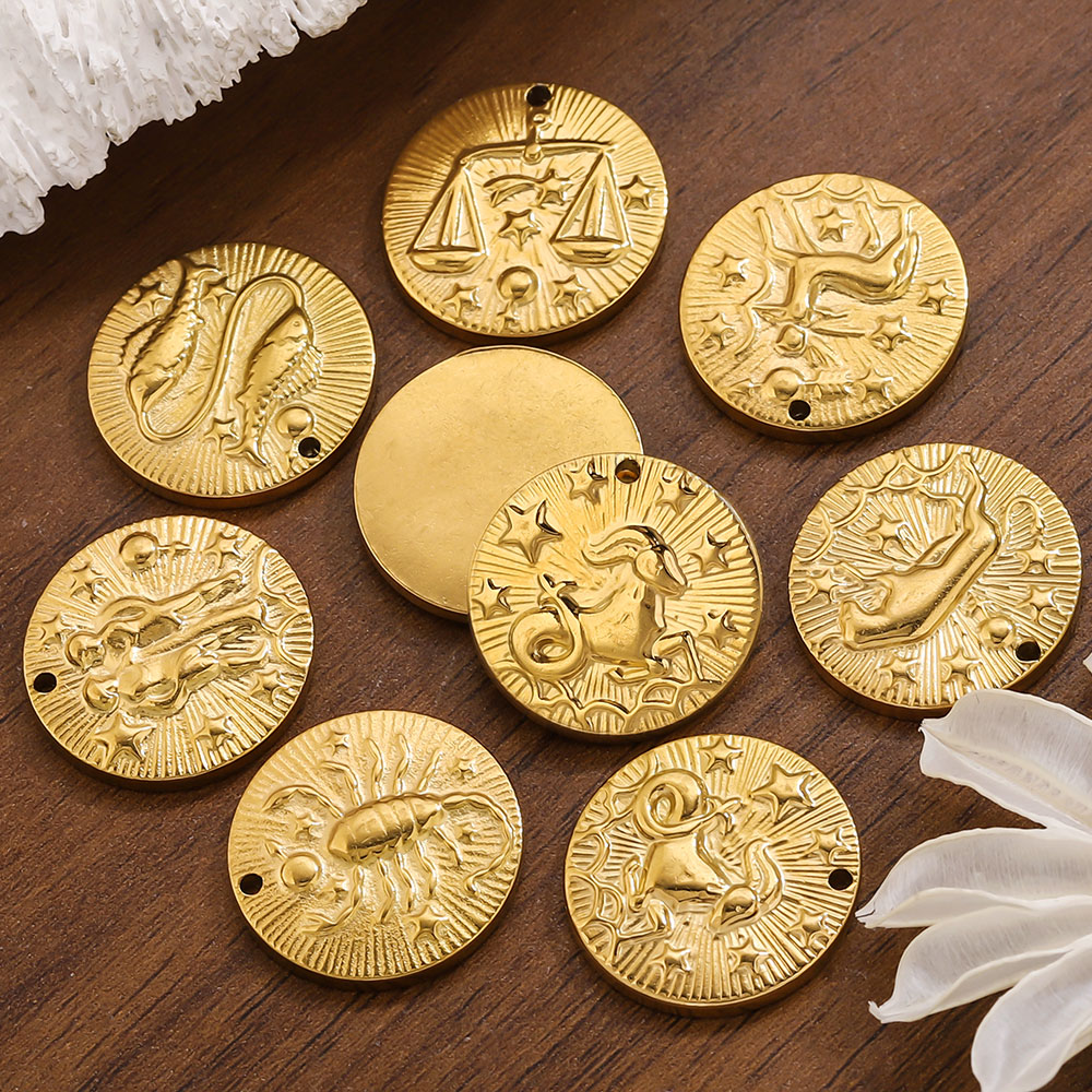 5pcs Stainless Steel 12 Zodiac - Jewelry Making Tools And Supplies 评论和价格
