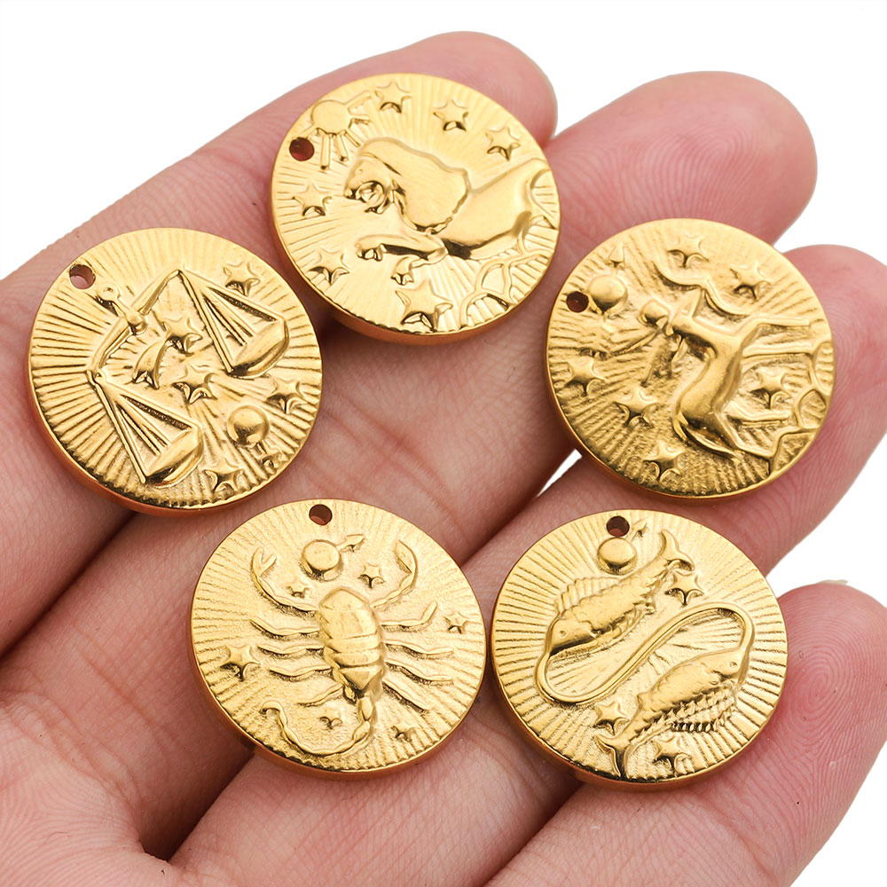 5pcs Stainless Steel 12 Zodiac - Jewelry Making Tools And Supplies 评论和价格