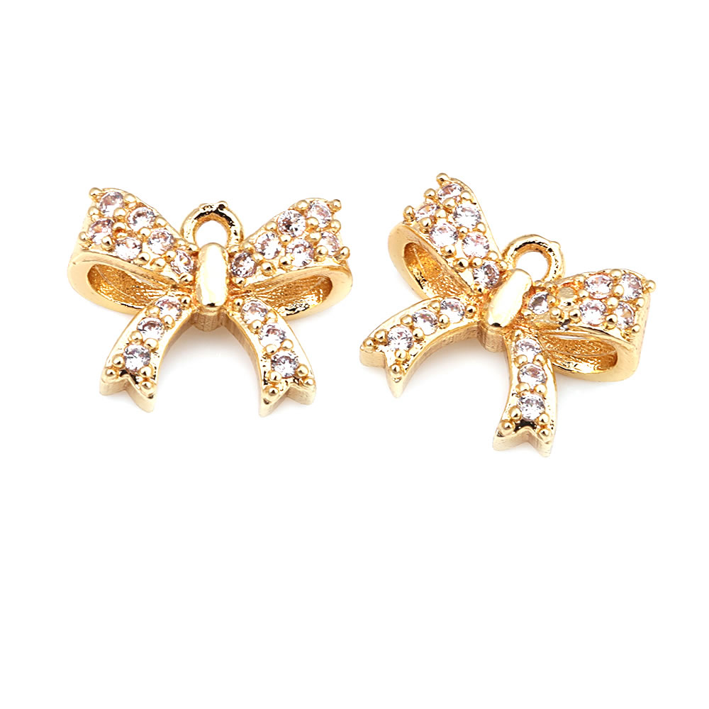 18K Gold Color Brass and Zirco - Jewelry Making Knots 评论和价格