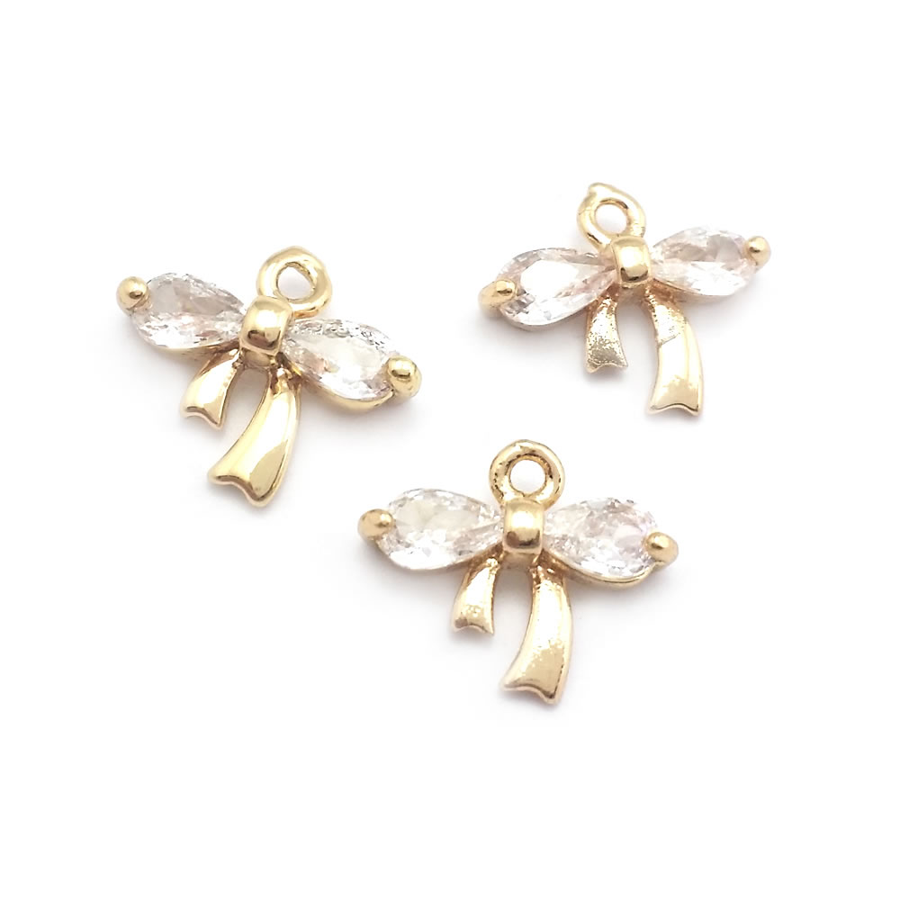 18K Gold Color Brass and Zirco - Jewelry Making Knots 评论和价格