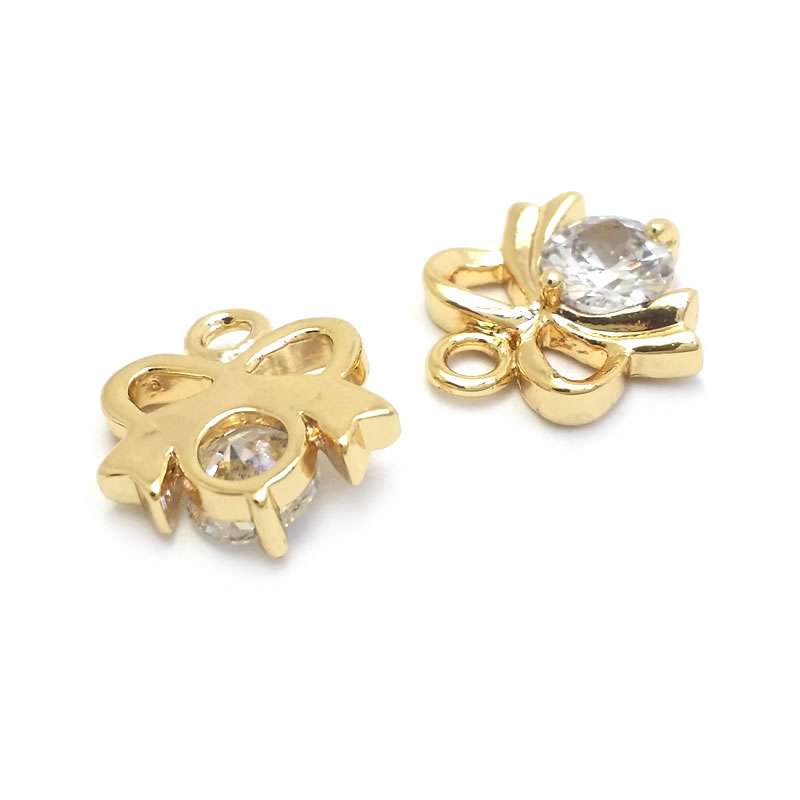 18K Gold Color Brass and Zirco - Jewelry Making Knots 评论和价格